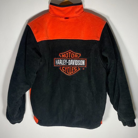 Harley Davidson Youth Jacket Full Zipper Fleece Quilted Lined Orange Sz L - Picture 2 of 13